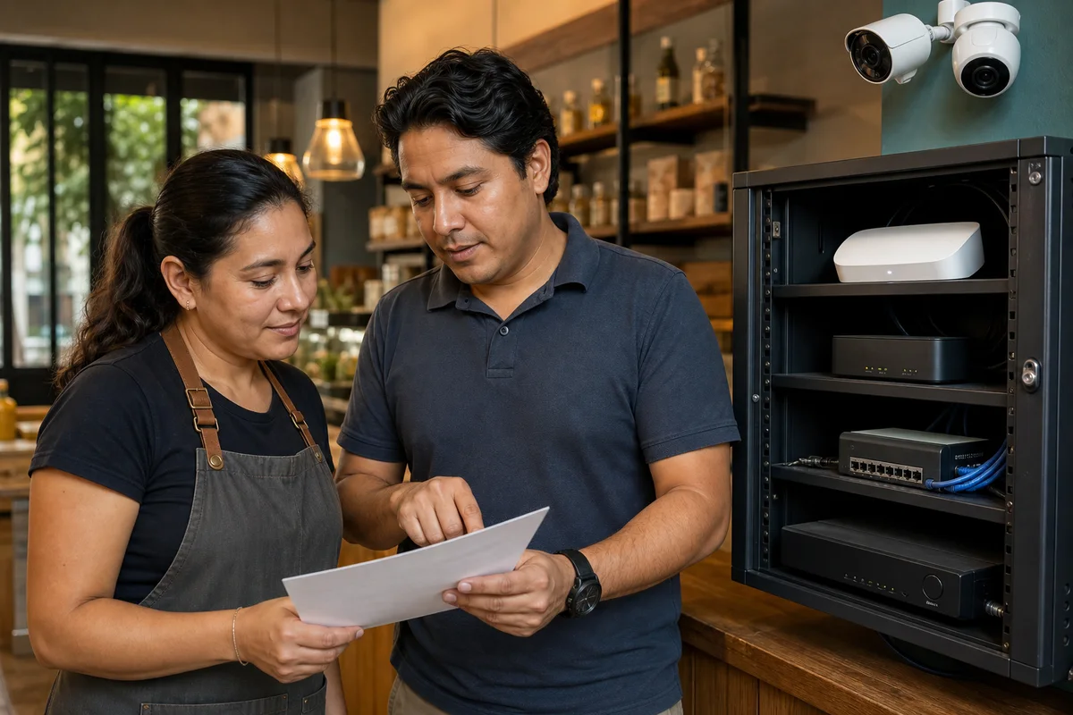 Plan básico de ciberseguridad para una tienda con cámaras, Wi-Fi y terminales de pago